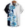 Vacation Couple Outfit Contrast Color Floral Print Pocket Long Dress and Shirt Set - Bleu clair S | US 4