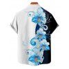 Vacation Couple Outfit Contrast Color Floral Print Pocket Long Dress and Shirt Set - Bleu clair S | US 4