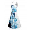 Vacation Couple Outfit Contrast Color Floral Print Pocket Long Dress and Shirt Set - Bleu clair S | US 4