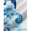 Vacation Couple Outfit Contrast Color Floral Print Pocket Long Dress and Shirt Set - Bleu clair S | US 4