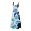 Vacation Couple Outfit Contrast Color Floral Print Pocket Long Dress and Shirt Set - Bleu clair S | US 4