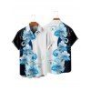 Vacation Couple Outfit Contrast Color Floral Print Pocket Long Dress and Shirt Set - Bleu clair S | US 4