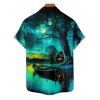 Vacation Couple Outfit Forest Landscape Print Mini Dress and Shirt Set - Vert profond S | US 4