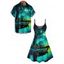 Vacation Couple Outfit Forest Landscape Print Mini Dress and Shirt Set - Vert profond S | US 4