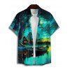 Vacation Couple Outfit Forest Landscape Print Mini Dress and Shirt Set - Vert profond S | US 4