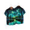 Vacation Couple Outfit Forest Landscape Print Mini Dress and Shirt Set - Vert profond S | US 4