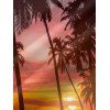 Vacation Couple Outfit Beach Landscape Coconut Tree Print Pocket Dress and Shirt Set - Orange S | US 4