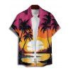 Vacation Couple Outfit for Beach Coconut Tree Sunset Print Dress and Shirt Set - Rouge S | US 4