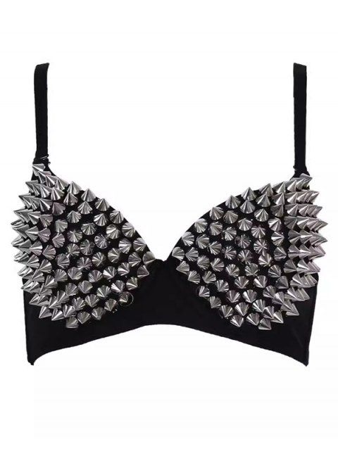 Soutien-gorge push-up style punk avec bretelles réglables et rivets