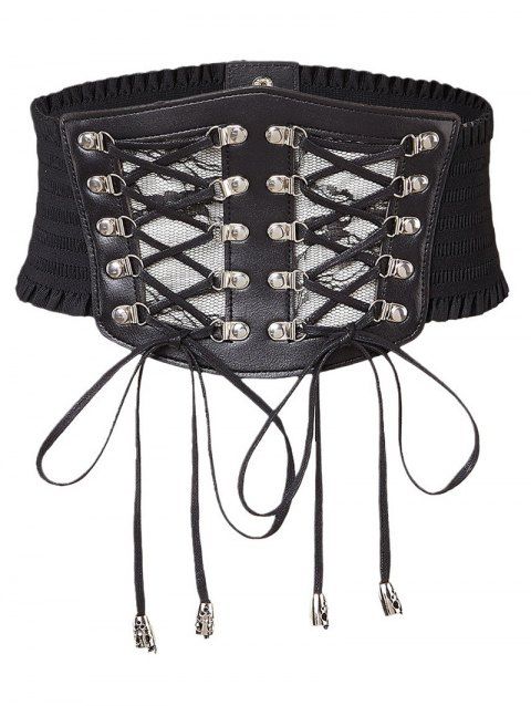 Ceinture gothique à lacets, large ceinture élastique de style punk