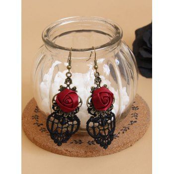 Gothic Accessories Rose Choker Hollow Out Lace Retro Earrings Set
