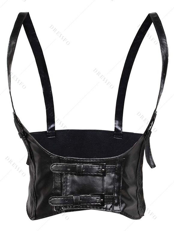 Ceinture large style punk, couleur unie, boucle adhésive - Noir 