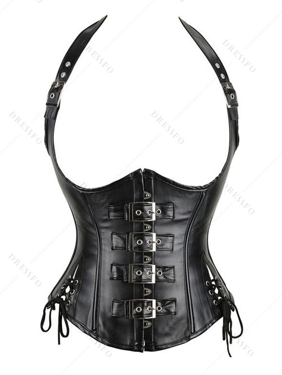 Corset gothique à lacets et boucle style punk - Noir L | US 8