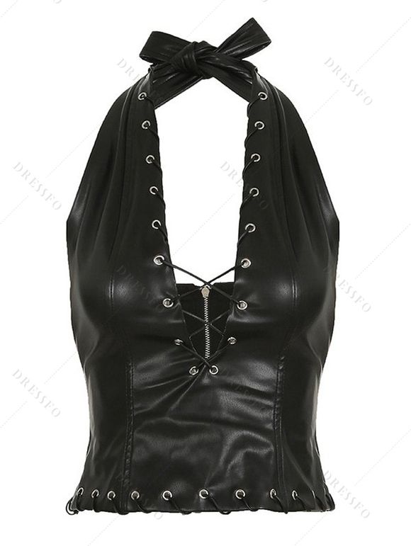 Corset style punk à œillets croisés et dos nu - Noir L | US 8