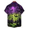 Chemise gothique pour Halloween, chemise boutonnée à imprimé chauve-souris ombré - multicolor 5XL
