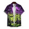 Chemise gothique pour Halloween, chemise boutonnée à imprimé chauve-souris ombré - multicolor 5XL