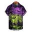 Chemise gothique pour Halloween, chemise boutonnée à imprimé chauve-souris ombré - multicolor 5XL