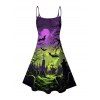 Robe gothique pour Halloween, mini-robe à bretelles spaghetti imprimée chauve-souris ombrée - multicolor XXXXXL | US 20
