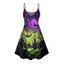 Robe gothique pour Halloween, mini-robe à bretelles spaghetti imprimée chauve-souris ombrée - multicolor XXXXXL | US 20