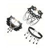 Collier ras du cou gothique en dentelle ajourée avec pierres artificielles - Noir 