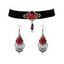 Ensemble de boucles d'oreilles rétro en dentelle ajourée avec ras du cou et rose gothique - Noir 