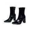 Solid Color Square Toe Chunky Heel Side Zipper Boots - Noir EU 40