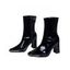 Solid Color Square Toe Chunky Heel Side Zipper Boots - Noir EU 40