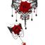Ensemble ras du cou et bracelet gothique vintage en dentelle rose ajourée avec anneau - Noir 