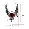 Ensemble ras du cou et bracelet gothique vintage en dentelle rose ajourée avec anneau - Noir 