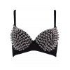 Soutien-gorge push-up style punk avec bretelles réglables et rivets - Noir XXL | US 12
