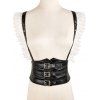 Ceinture gothique à panneau en maille avec boucle et œillet, style punk, large - Noir 