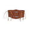 Ceinture large vintage à lacets avec panneau en dentelle et boucle - Brun 