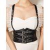 Ceinture gothique à panneau en maille avec boucle et œillet, style punk, large - Noir 