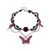 Collier gothique perlé avec pendentif en forme de croix, de papillon, de rose et de crâne, style punk, pour Halloween - Noir 