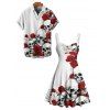 Gothic Couple Outfit for Halloween Rose Skull Print Ruched Mini Dress and Shirt Set - Blanc S | US 4