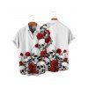 Gothic Couple Outfit for Halloween Rose Skull Print Ruched Mini Dress and Shirt Set - Blanc S | US 4