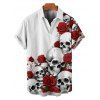 Gothic Couple Outfit for Halloween Rose Skull Print Ruched Mini Dress and Shirt Set - Blanc S | US 4