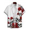 Gothic Couple Outfit for Halloween Rose Skull Print Ruched Mini Dress and Shirt Set - Blanc S | US 4