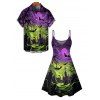 Gothic Couple Outfit for Halloween Ombre Bat Printed Mini Dress and Shirt Set - multicolor S | US 4