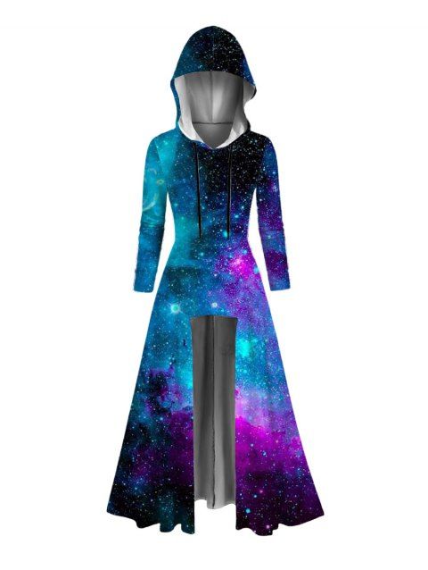 Sweat à capuche imprimé ciel étoilé avec cordon de serrage