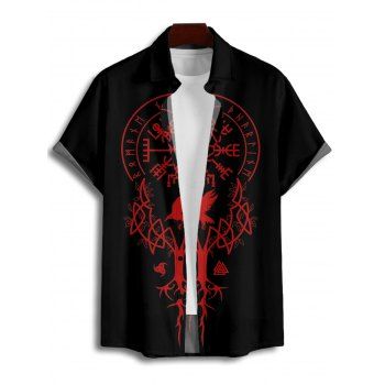 Men's Gothic Shirt Clock Geometric Print Button Up Shirt