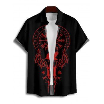 Gothic Couple Outfit Clock Geometric Print Pocket Long Dress and Shirt Set