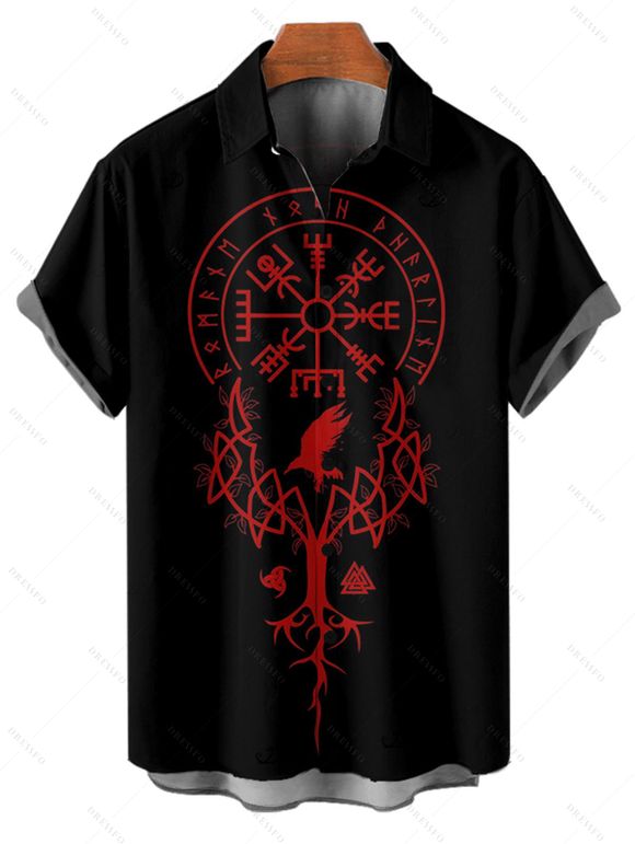 Chemise boutonnée gothique pour homme avec imprimé géométrique et horloge - Noir 5XL