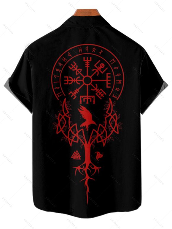 Chemise boutonnée gothique pour homme avec imprimé géométrique et horloge - Noir 4XL