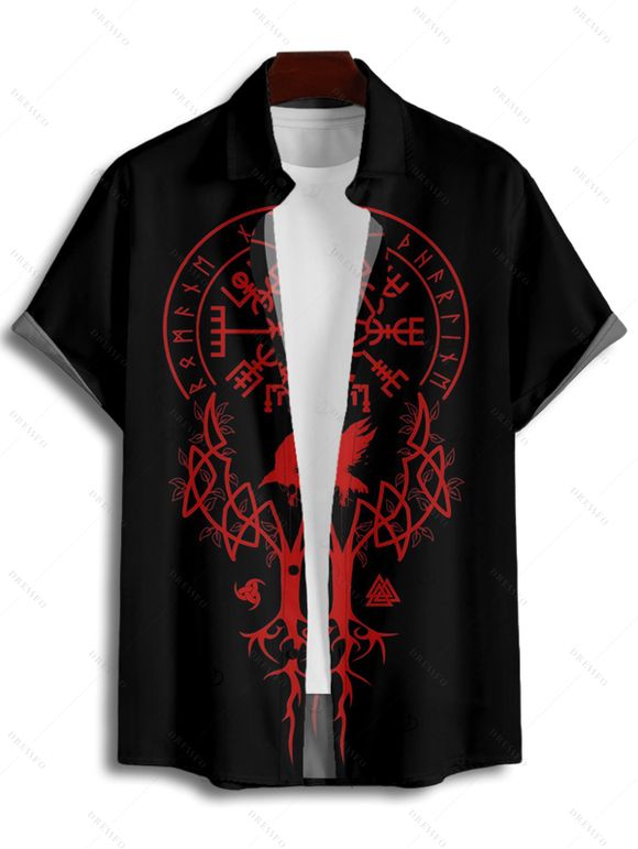 Chemise boutonnée gothique pour homme avec imprimé géométrique et horloge - Noir 4XL