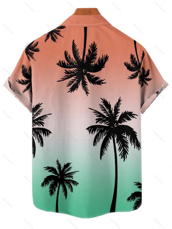 Chemise de plage boutonnée pour homme, imprimé cocotier, motif ombré, idéale pour les vacances - multicolor 4XL