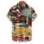 Chemise boutonnée vintage pour homme, imprimé lettres colorblock, style affiches - multicolor 4XL