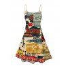 Robe vintage à imprimé mini-robe colorblock avec lettres et affiches - multicolor S | US 4