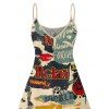Robe vintage à imprimé mini-robe colorblock avec lettres et affiches - multicolor S | US 4