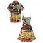 Vintage Couple Outfit Colorblock Letter Posters Style Print Mini Dress and Shirt Set - multicolor S | US 4